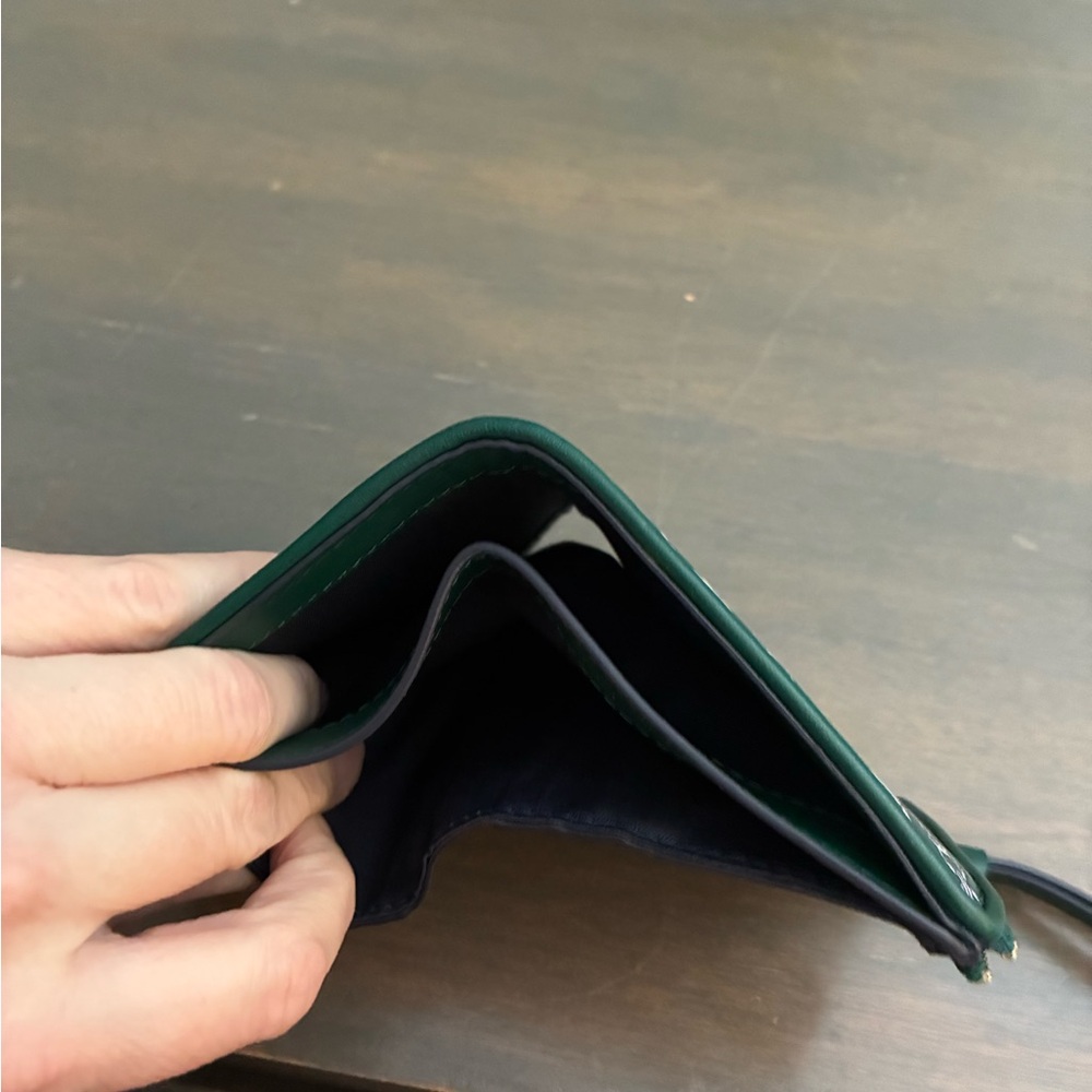 Tory Burch Green and Navy Patterned Wallet New W/O Tags Leather - Picture 5 of 7